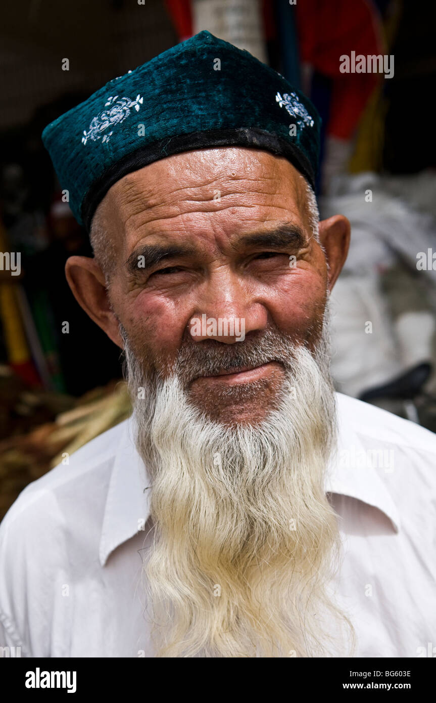 Porträt eines Mannes der Uiguren. Stockfoto
