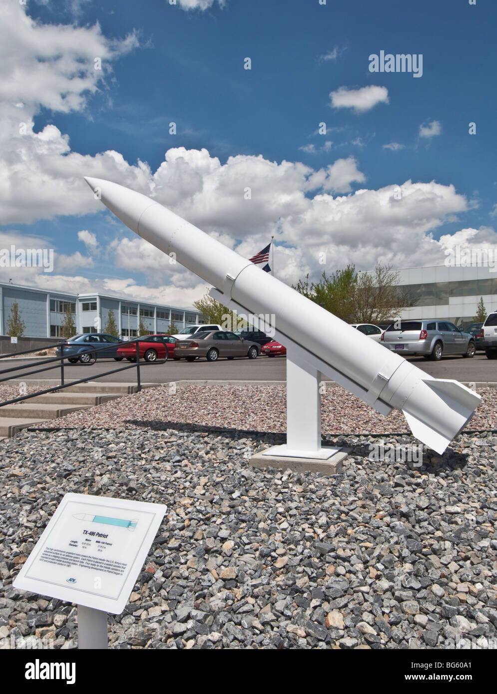 ATK Raumfahrtsysteme Anlage in der Nähe von Corinne Utah Rakete und Rakete Anzeige TX - 486 Patriot Raketen Boden-Luft-Verteidigungssystem Stockfoto