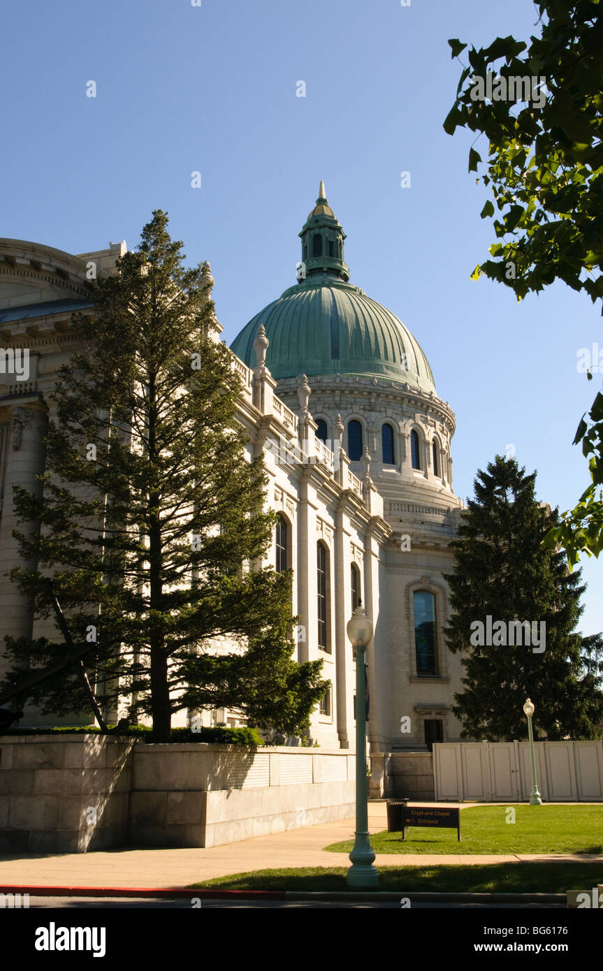 Die historische Kapelle an der United States Naval Academy, hat eine hohe Kuppel sichtbar in der gesamten Stadt Annapolis. Stockfoto