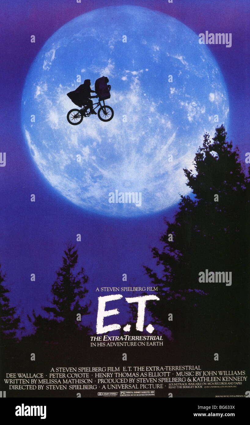 E.t. der Außerirdische Plakat für 1982 Universal Film unter der Regie von Steven Spielberg Stockfoto