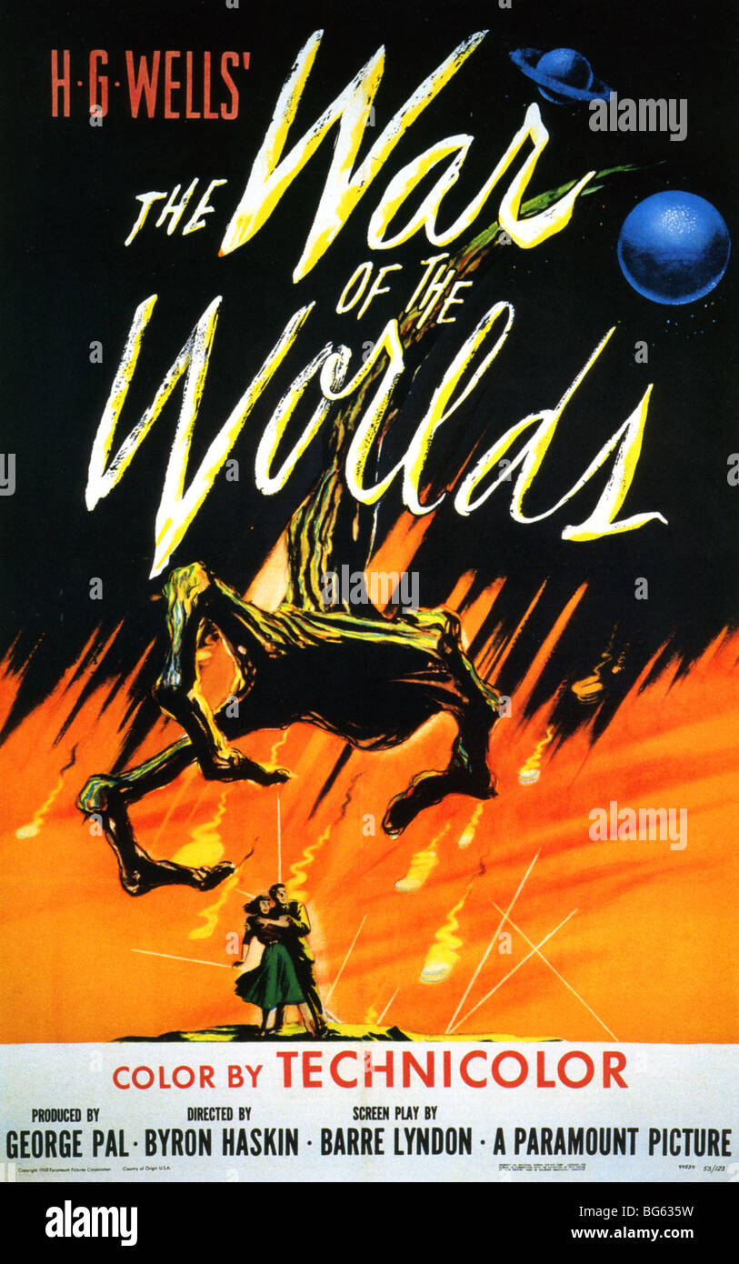 WAR OF THE WORLDS Plakat für 1953 Paramount Film basierend auf dem Roman von h.g. Wells Stockfoto