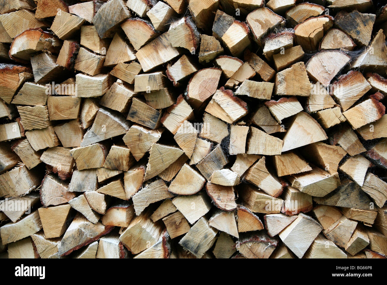 Holz gehackt für Holzofen, England Stockfoto