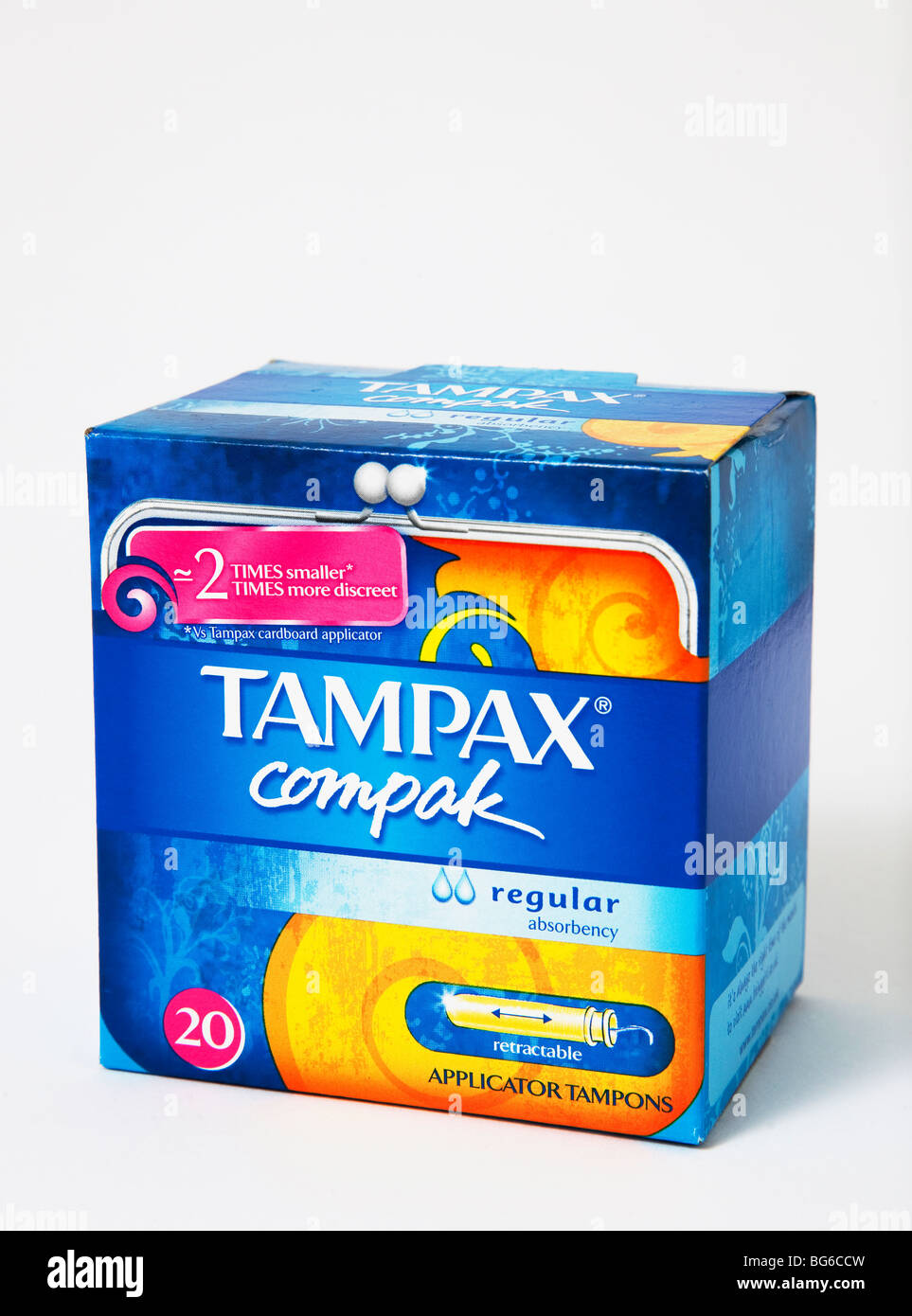 Tampax Compak Schachtel Tampons Tampons Stockfoto