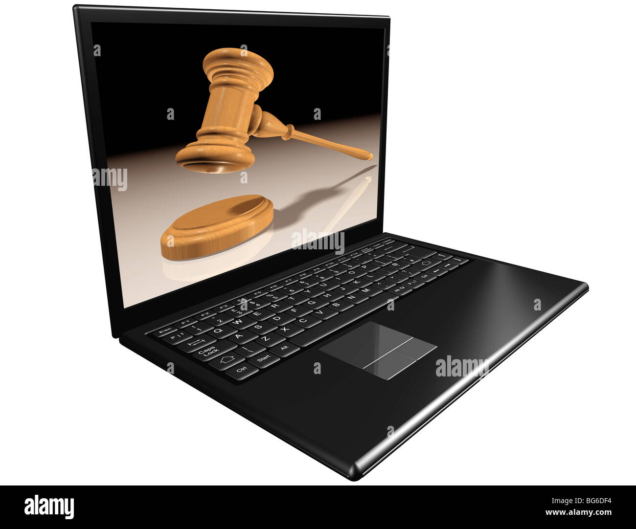 Isolierte Abbildung von einem Notebook-Computer für Internet-Auktionen Stockfoto