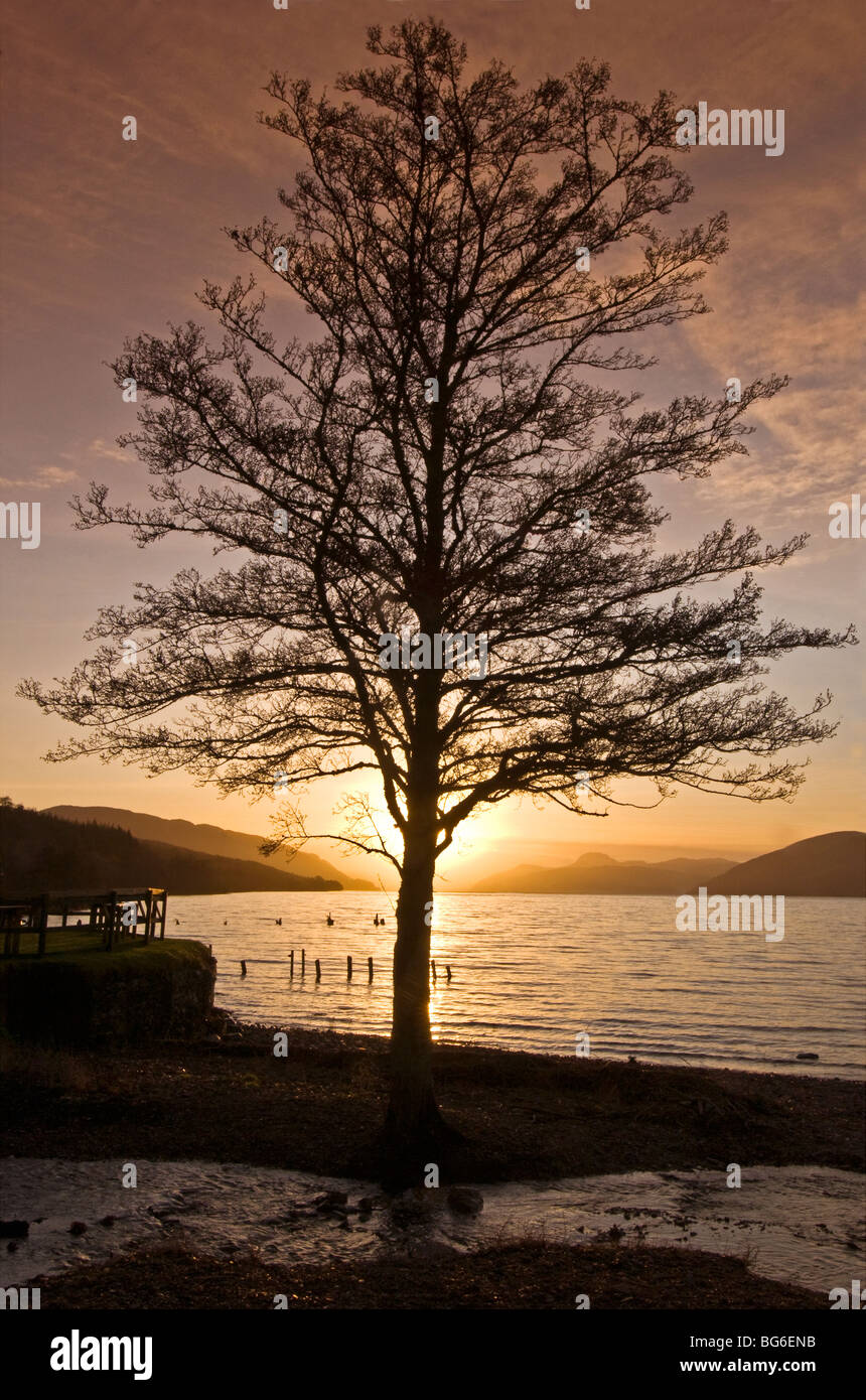 Am Ende des Tages, Sonnenuntergang über Loch Ness bei Dores, Inverness-Shire Highland Region Schottlands. SCO 5607 Stockfoto