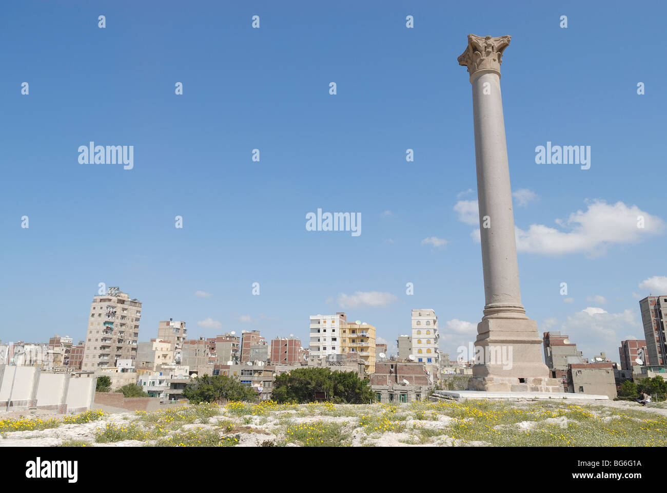 Pompeiuss Säule in Alexandria Serapeum Stockfoto