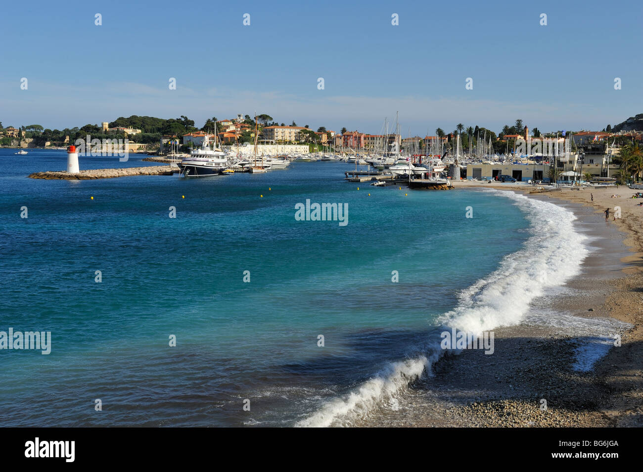 Blick auf einen Strand von Saint Jean Cap Ferrat, Frankreich, Mittelmeer Stockfoto