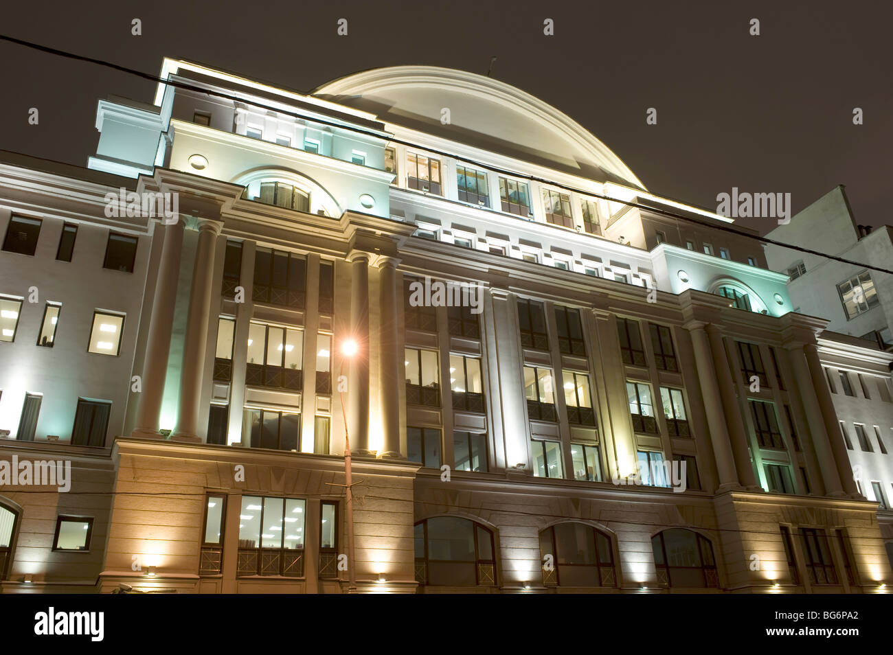 Russische Moskau Altbau in der Nacht Stockfoto