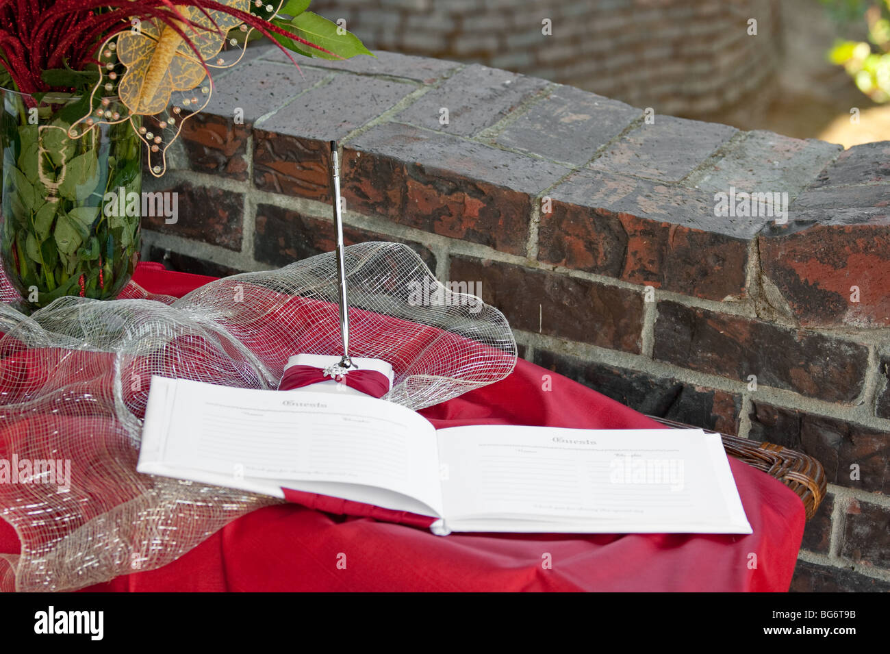 Gästebuch für Hochzeitsgäste Rezeption anmelden Stockfoto