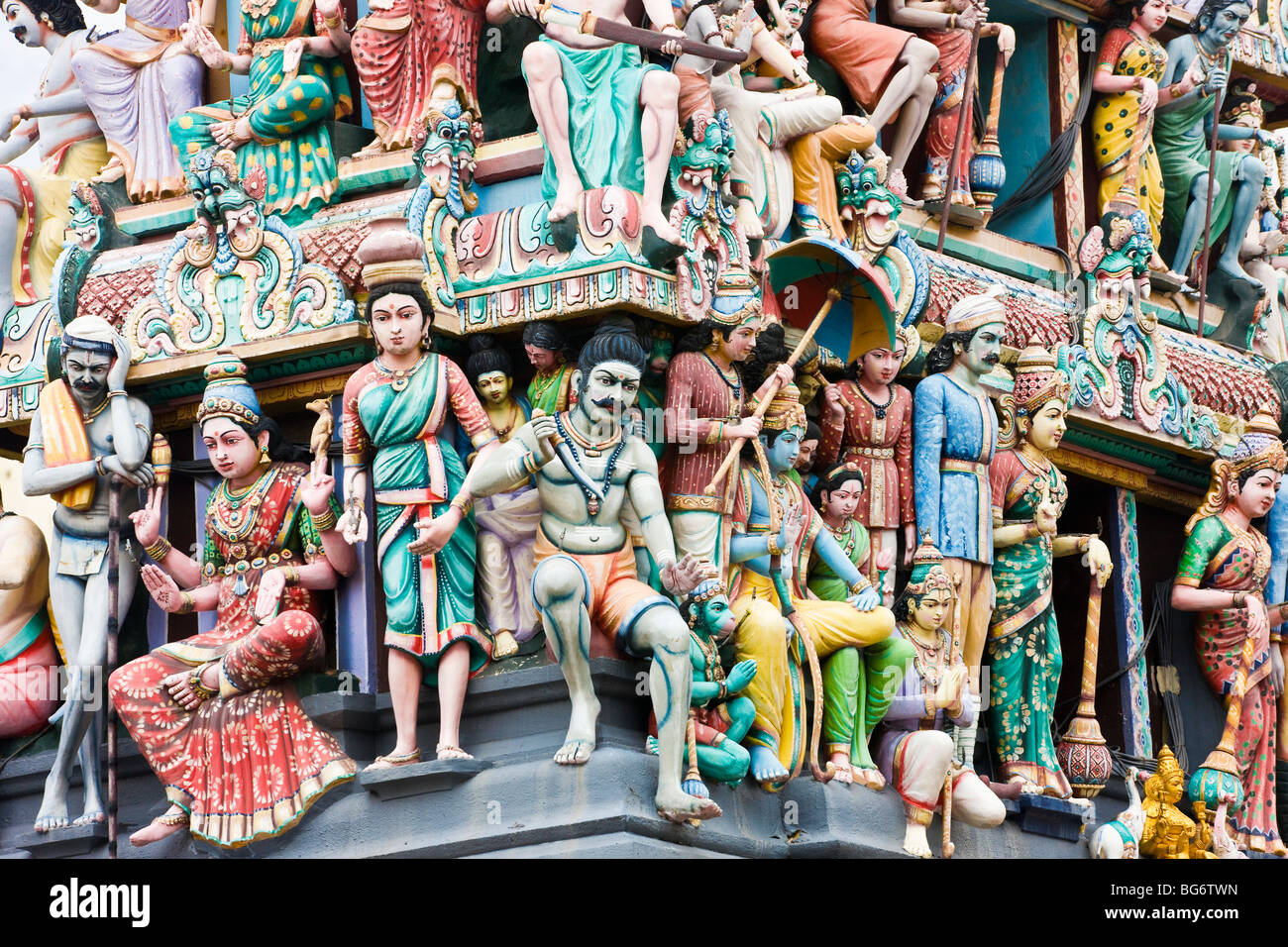 Sri Mariamman Hindu-Tempel, Chinatown, Singapur Stockfoto