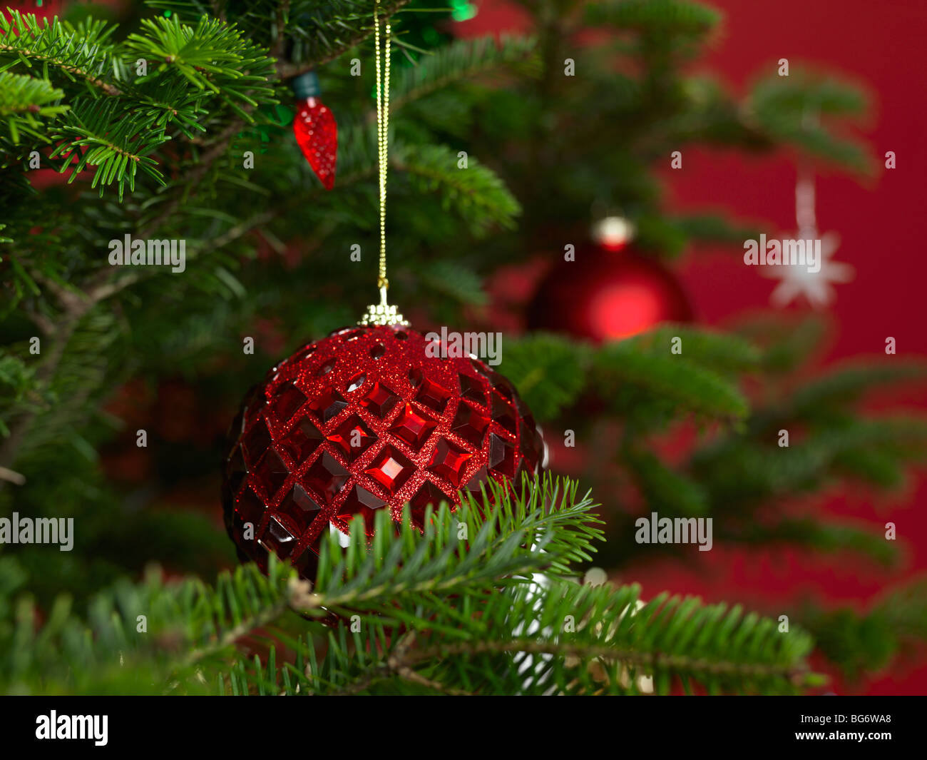 Christmas Ornament auf einem Weihnachtsbaum Stockfoto