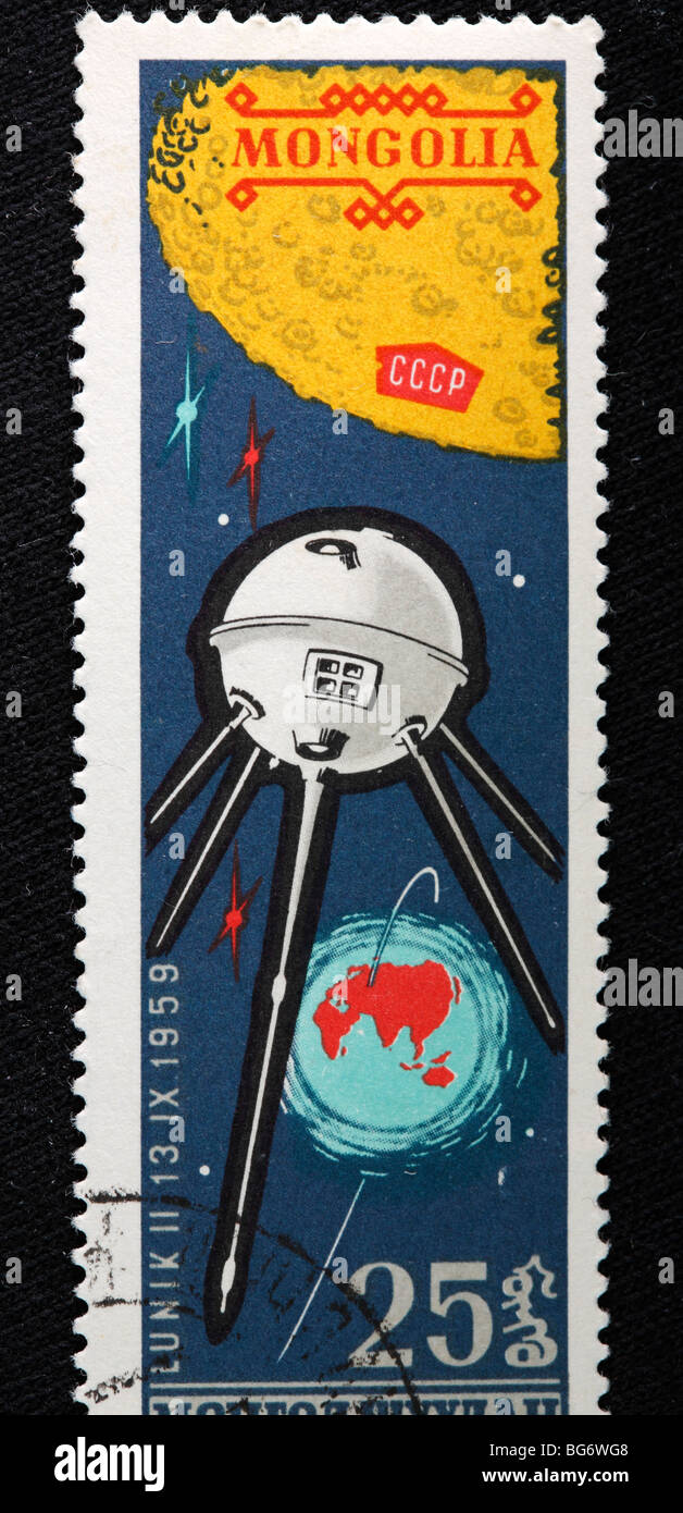 Erkundung des Weltraums, Briefmarke, Mongolei Stockfoto