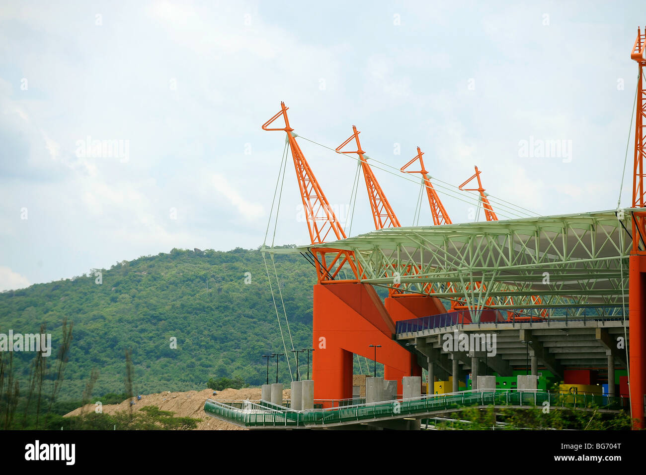 Giraffe Strukturen im Mbombela-Stadion in Nelspruit, Südafrika. Eines der Austragungsort für die FIFA WM 2010 Stockfoto