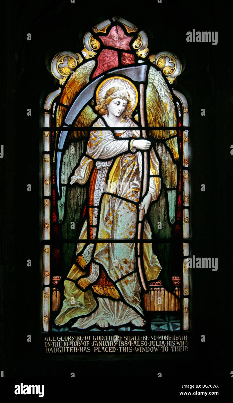 Ein Glasfenster Darstellung der Engel des Todes; Hatton Kirche, Warwickshire Stockfoto