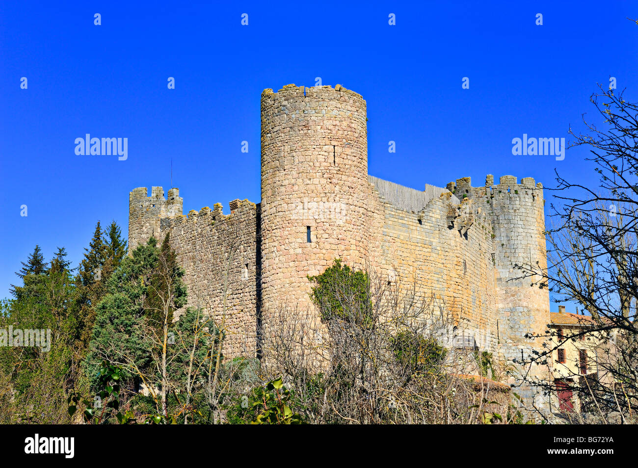 Das Schloss in Villerouge-Termenes, Languedoc Roussillon, Frankreich. Stockfoto