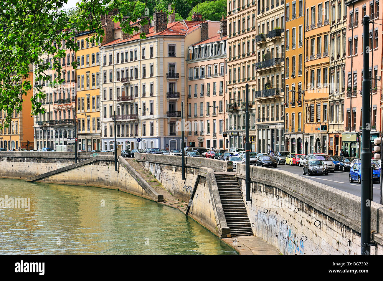 Quai De La Saône, Lyon, Frankreich. Stockfoto