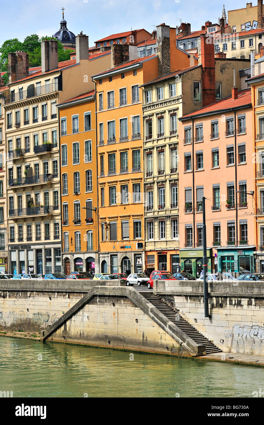 Quai De La Saône, Lyon, Frankreich. Stockfoto