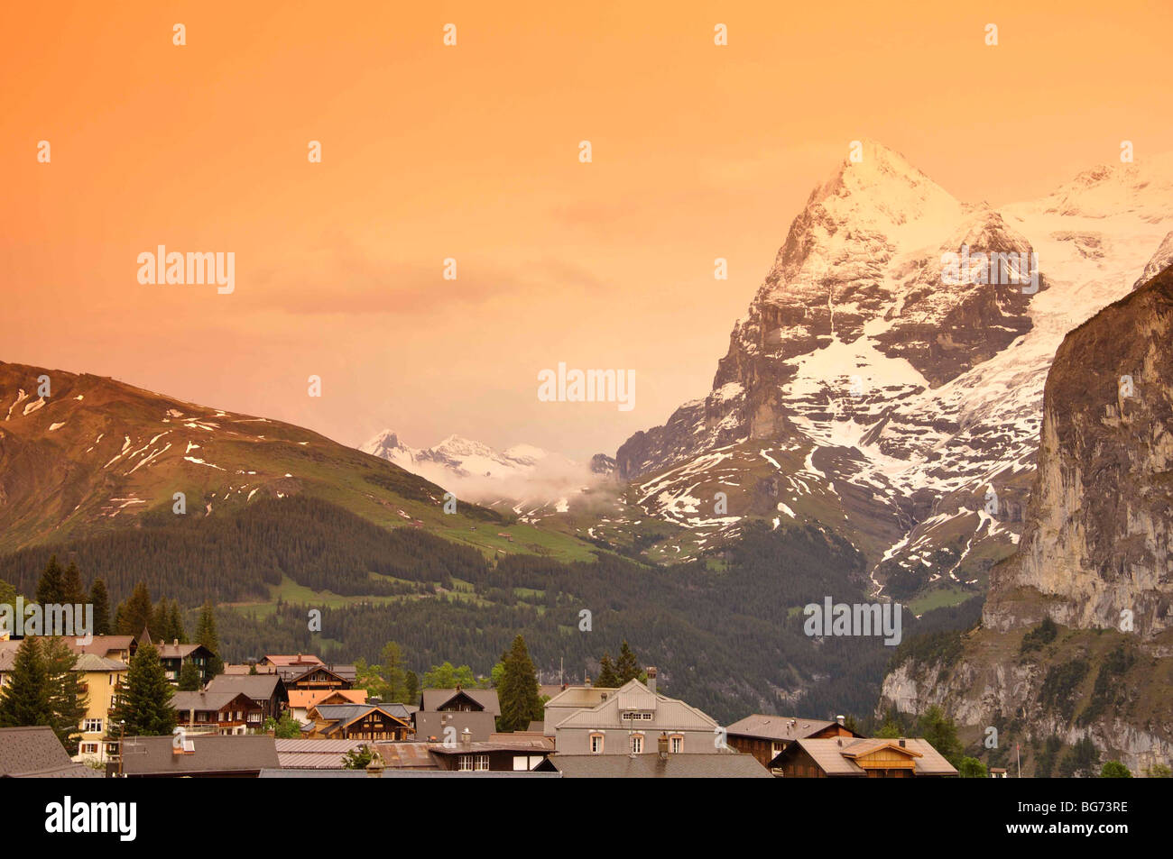 Jungfrau, вiew von Mürren, Schweiz Stockfoto