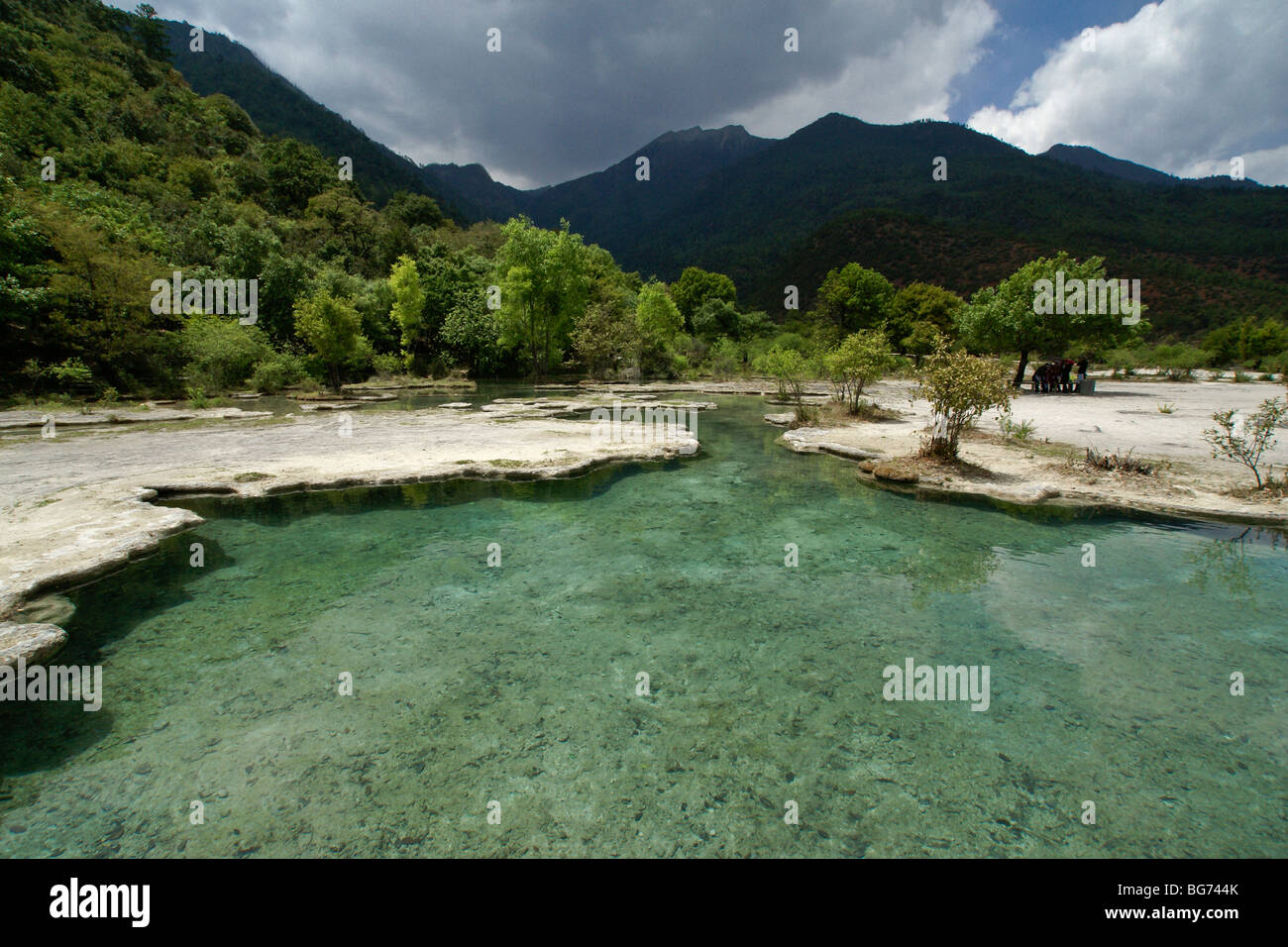 Spaziergang-Sprudel, Shangri-La, Yunnan, China Stockfoto