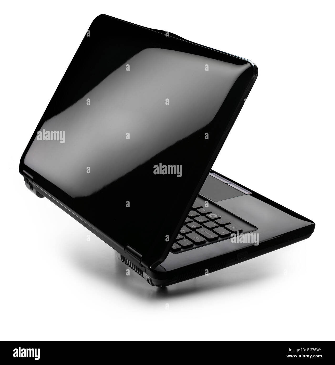 Schwarzer Laptop mit glänzendem Deckel Stockfoto