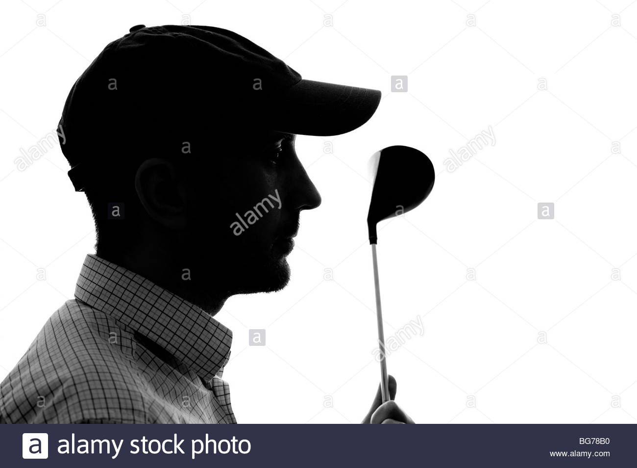 Silhouette Golfer mit Fahrer Stockfoto