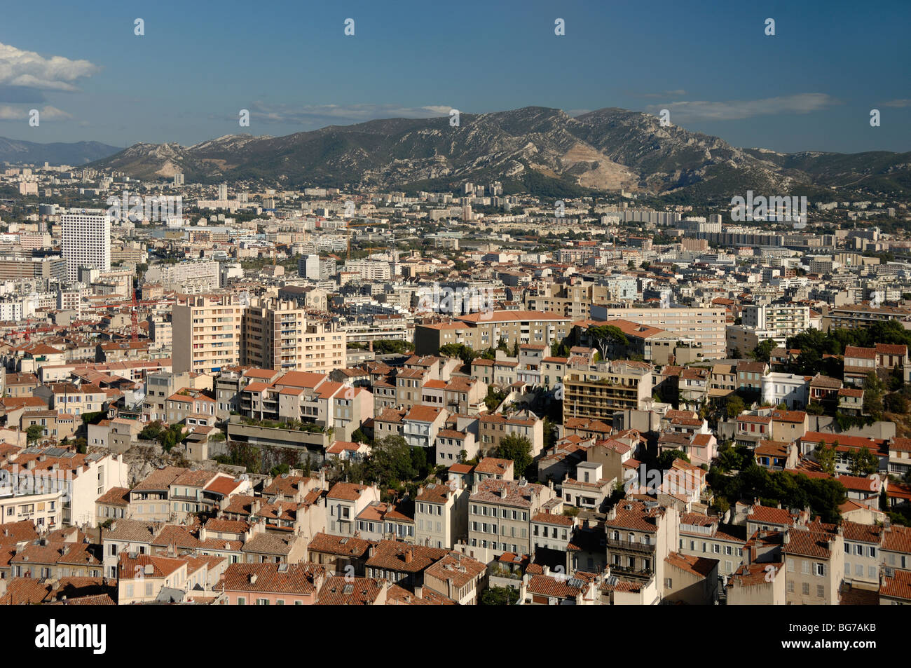 Stadtbild, Ciyscape oder Panoramablick über Marseille oder Marseille, Provence, Frankreich Stockfoto
