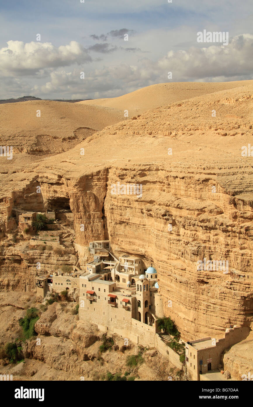 Judäische Wüste, Monastery griechisch orthodoxe St. George am Hang des Wadi Qelt Stockfoto