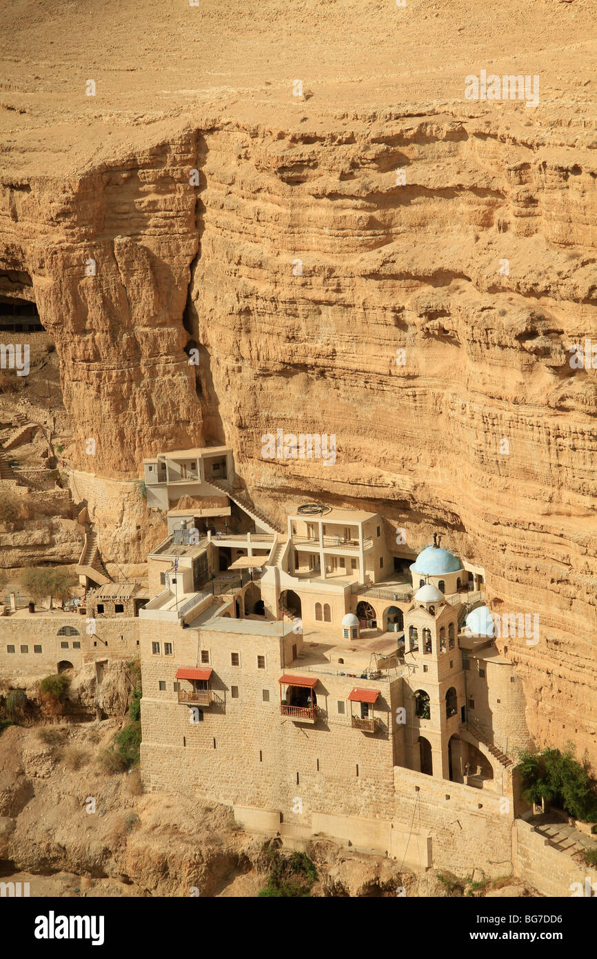 Judäische Wüste, Monastery griechisch orthodoxe St. George am Hang des Wadi Qelt Stockfoto