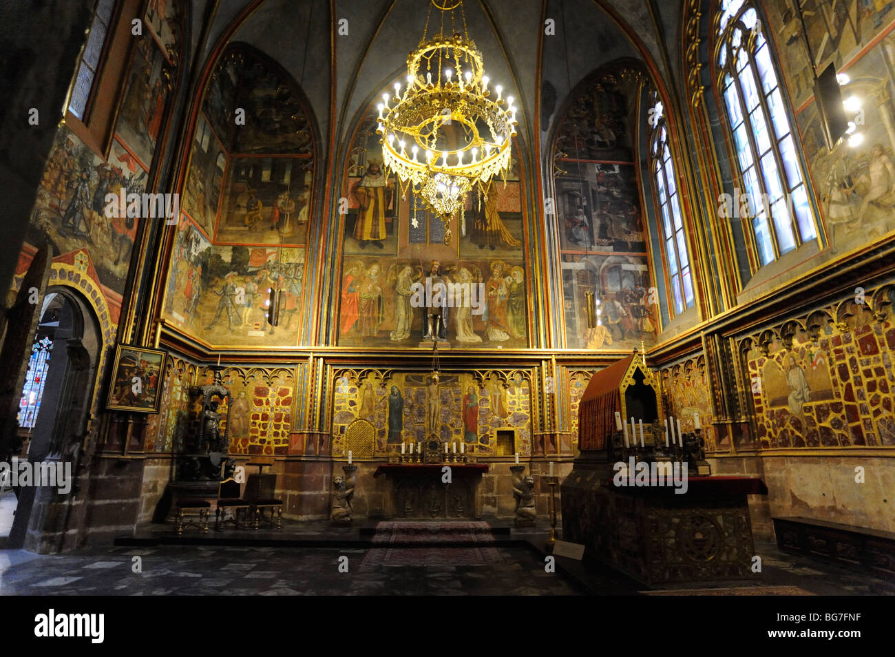 Innenraum der St.-Wenzel-Kapelle in St. Vitus Kathedrale Hradschin Burg Tschechische Republik-Prag Stockfoto