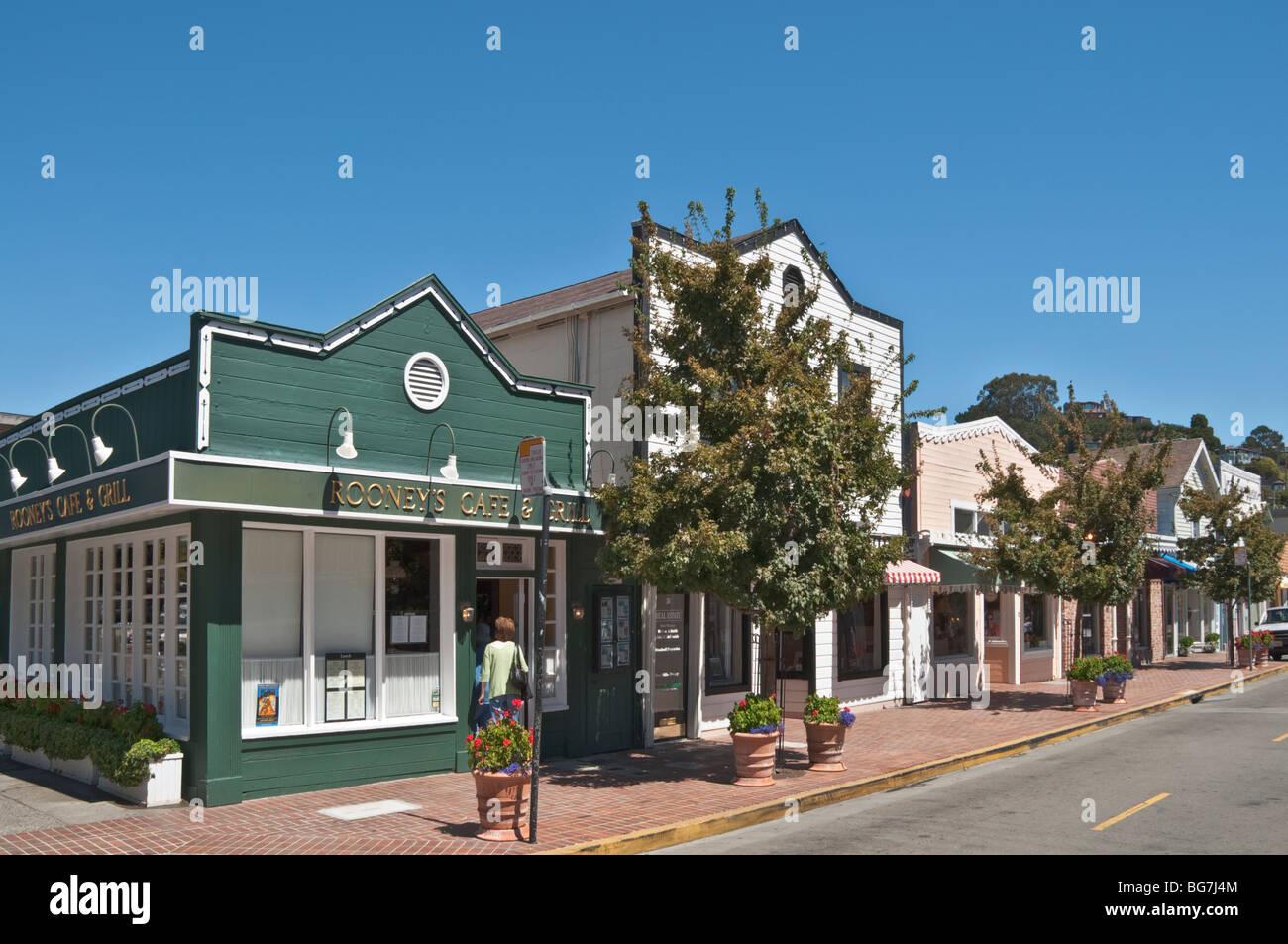 Kalifornien Marin County Tiburon Main Street Geschäfte restaurants Stockfoto