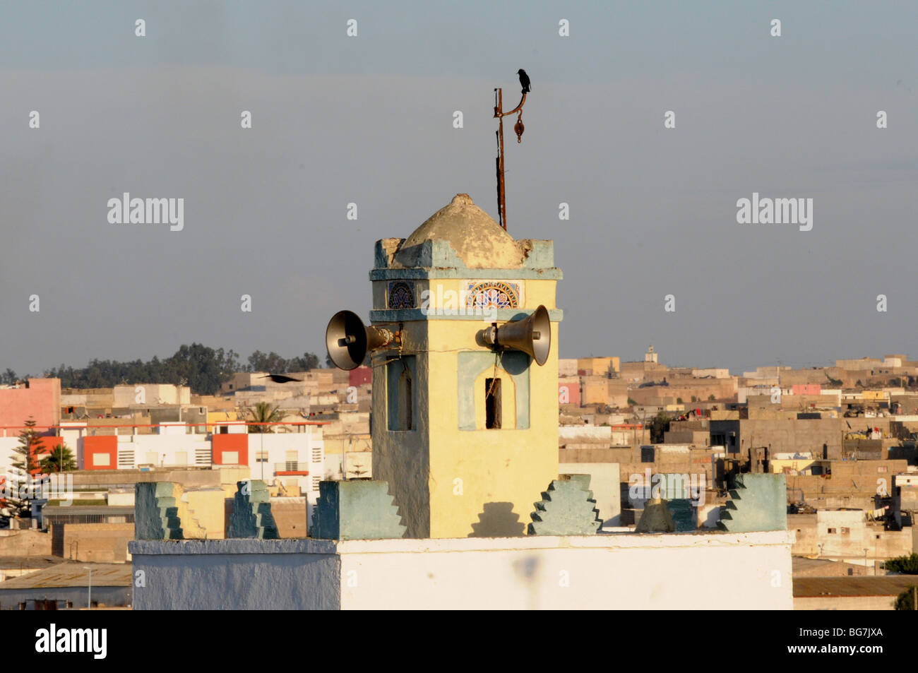 Dach einer Moschee, Azemmour, Marokko. Stockfoto