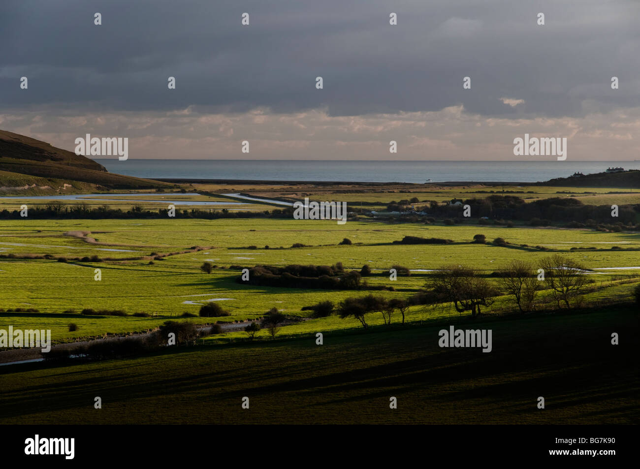 Ansicht Süden in Richtung Ärmelkanal von Frosch Firle in East Sussex, England Stockfoto
