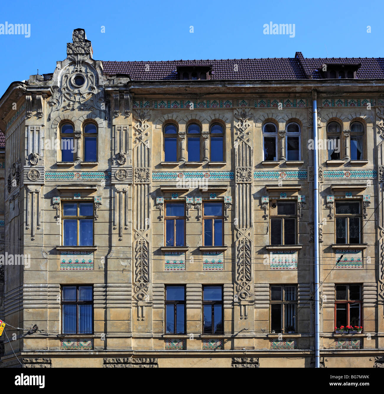 Jugendstil Haus, Lemberg, Lviv Oblast, Ukraine Stockfoto