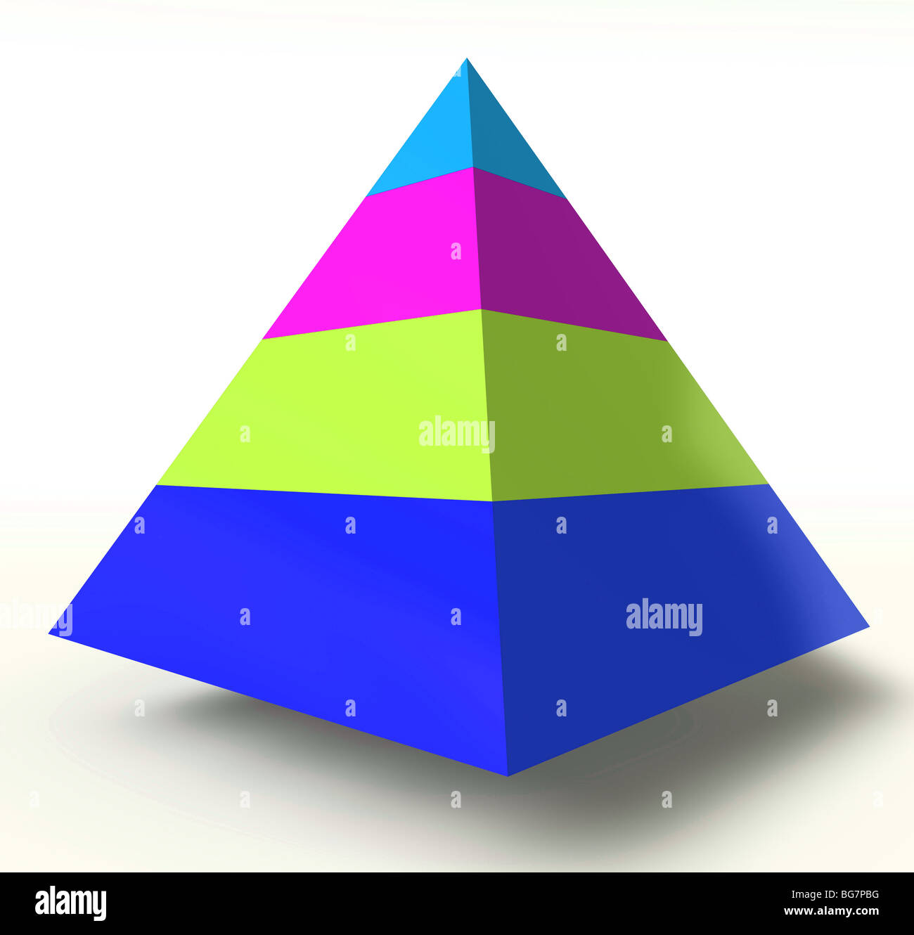 Mehrschichtige Hierarchie Pyramide Illustration, 3d farbig Stockfoto