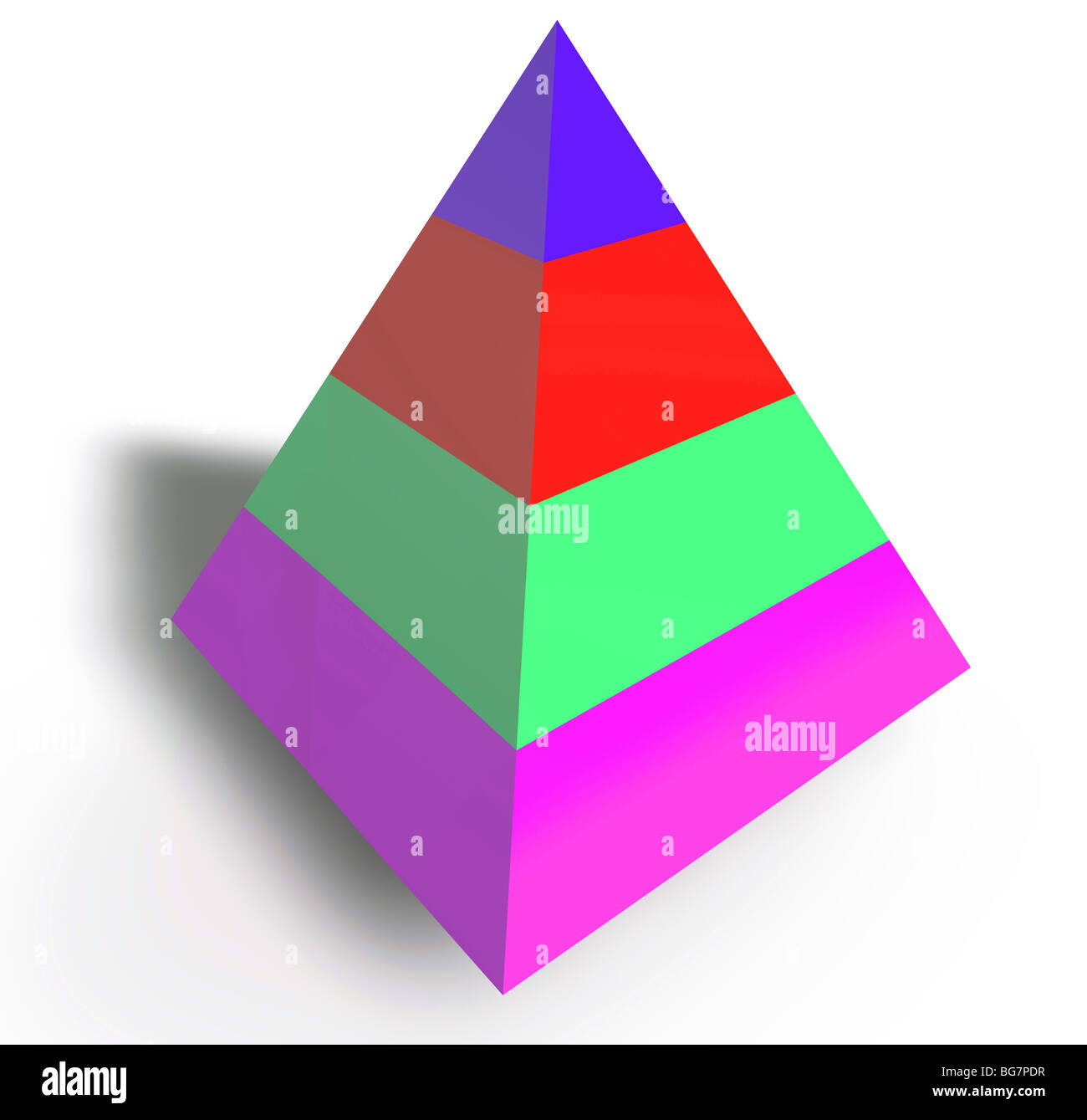 Mehrschichtige Hierarchie Pyramide Illustration, 3d farbig Stockfoto