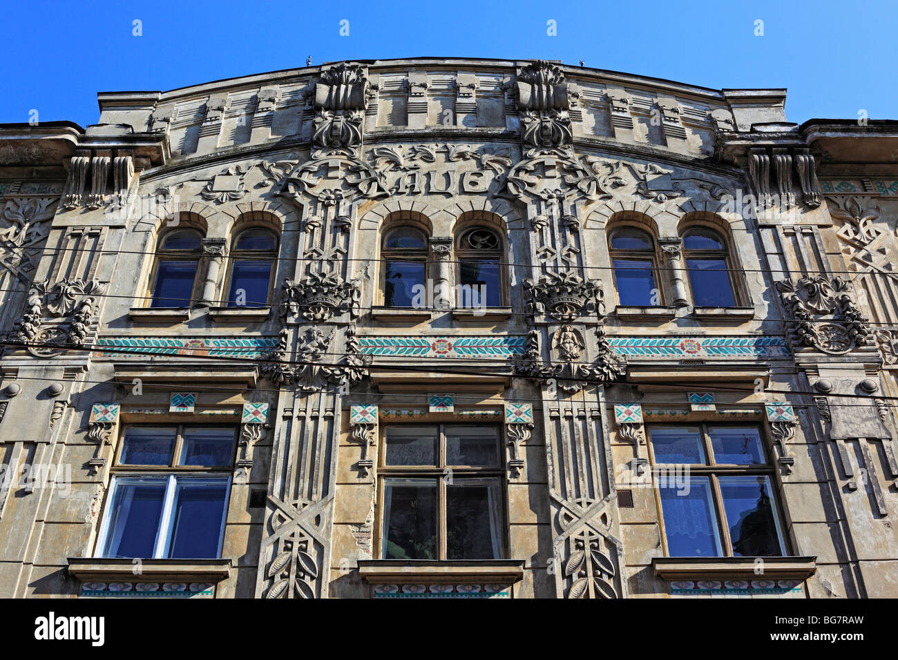 Jugendstil Haus, Lemberg, Lviv Oblast, Ukraine Stockfoto