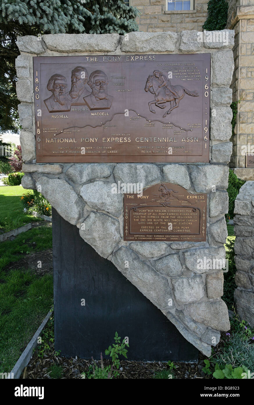 Pony-Express Historical Marker, Carson City, Nevada. Stockfoto