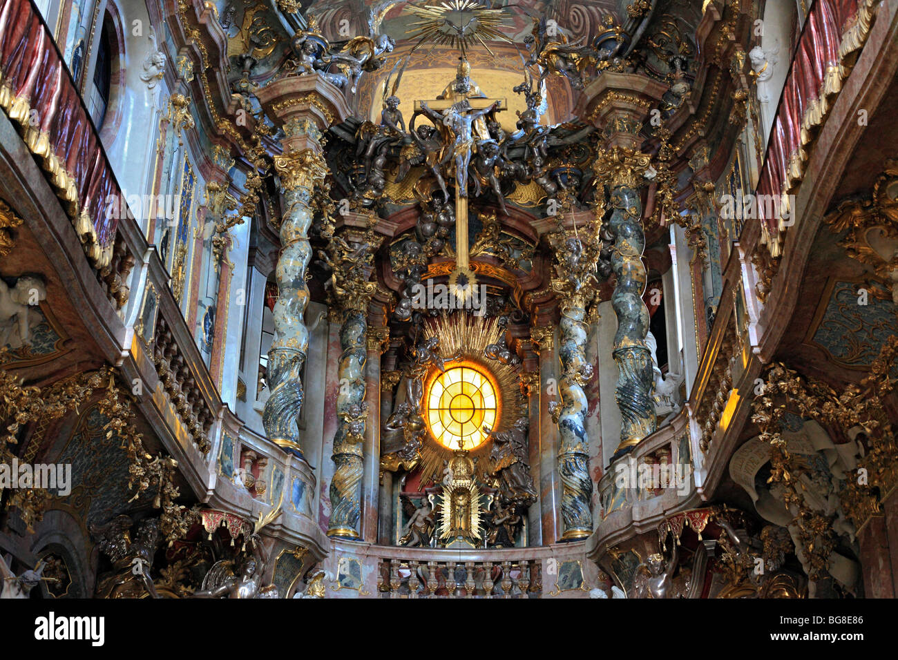 Innenraum der Asamkirche, München, Bayern, Deutschland Stockfoto