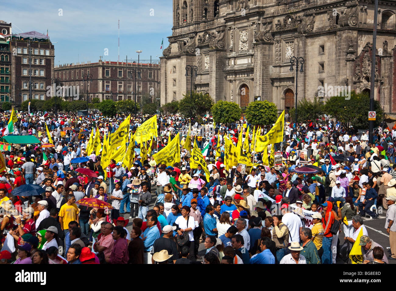 Proteste der Wahlen auf dem Zocalo in Mexiko-Stadt Stockfoto