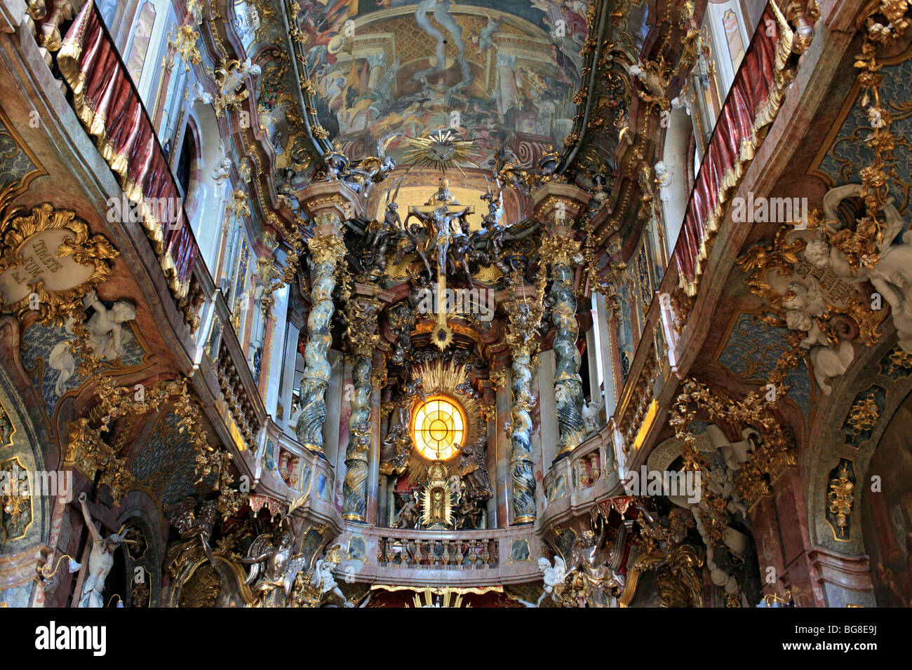 Innenraum der Asamkirche, München, Bayern, Deutschland Stockfoto