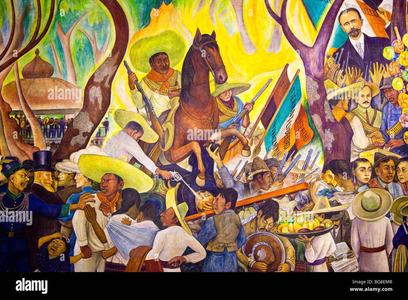 Traum von einem Sonntagnachmittag in der Alameda-Wandgemälde von Diego Rivera im Museo Mural Diego Rivera Stockfoto