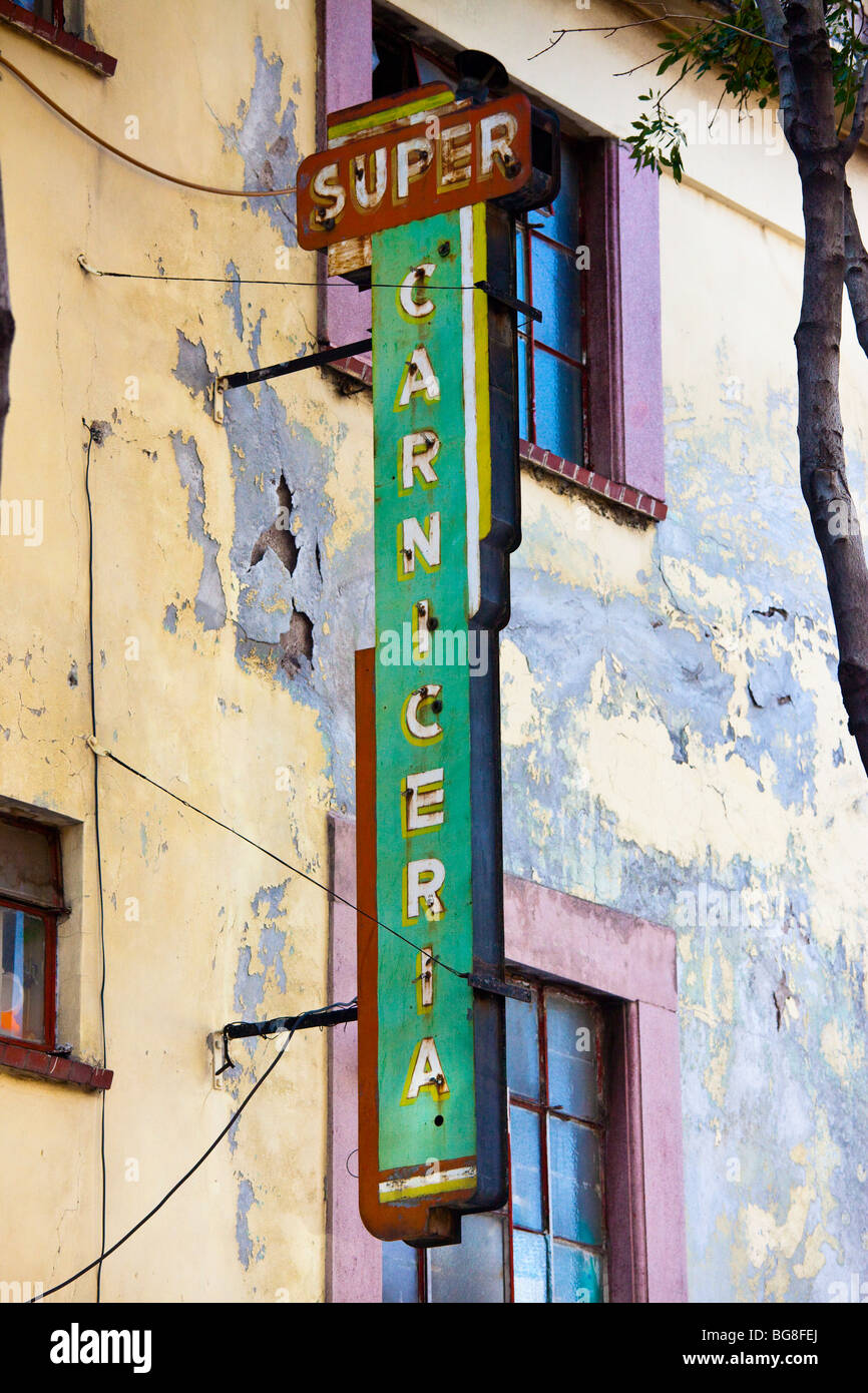 Super Carniceria Zeichen in Santa Maria la Ribera Viertel von Mexiko-Stadt Stockfoto