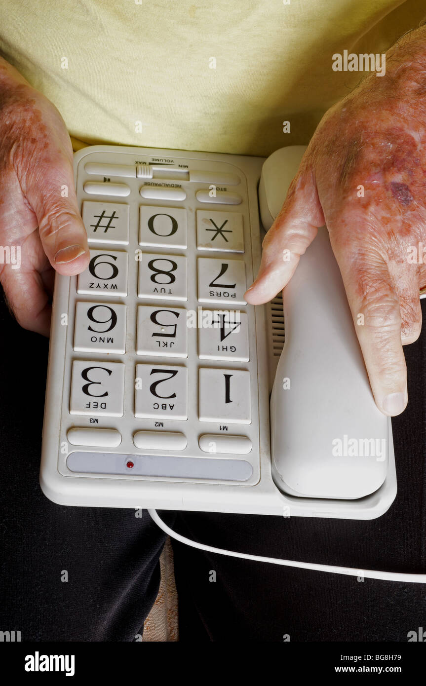 Große Taste Telefon, speziell für die teilweise gesichtet und Behinderte Stockfoto
