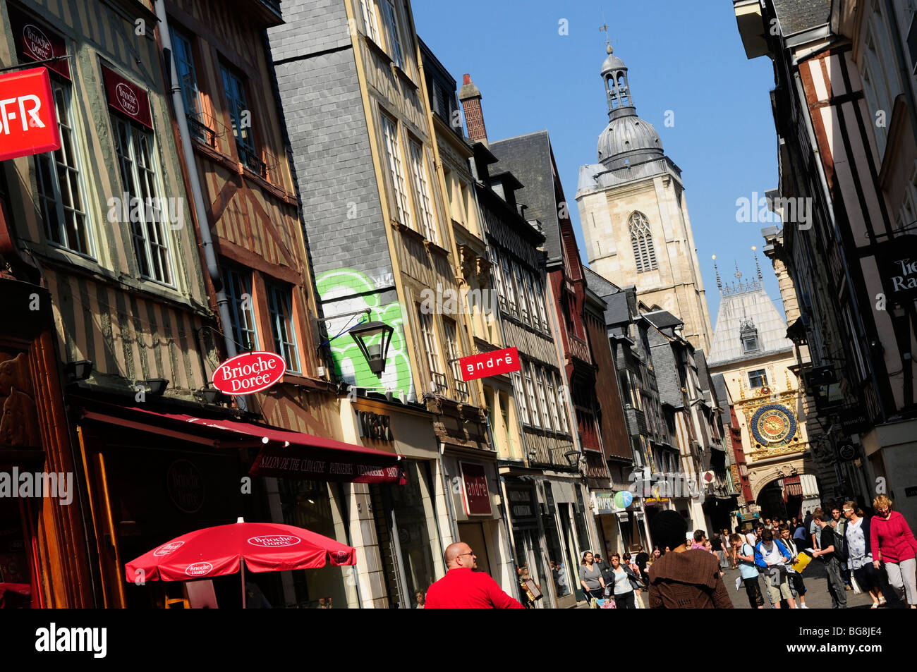 Rouen (76): "Rue du Gros-Horloge" Straße Stockfoto