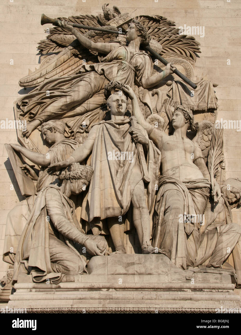 Triumphbogen. Der Triumph von Napoleon. Relief von Jean-Pierre Cortot. Paris. Stockfoto