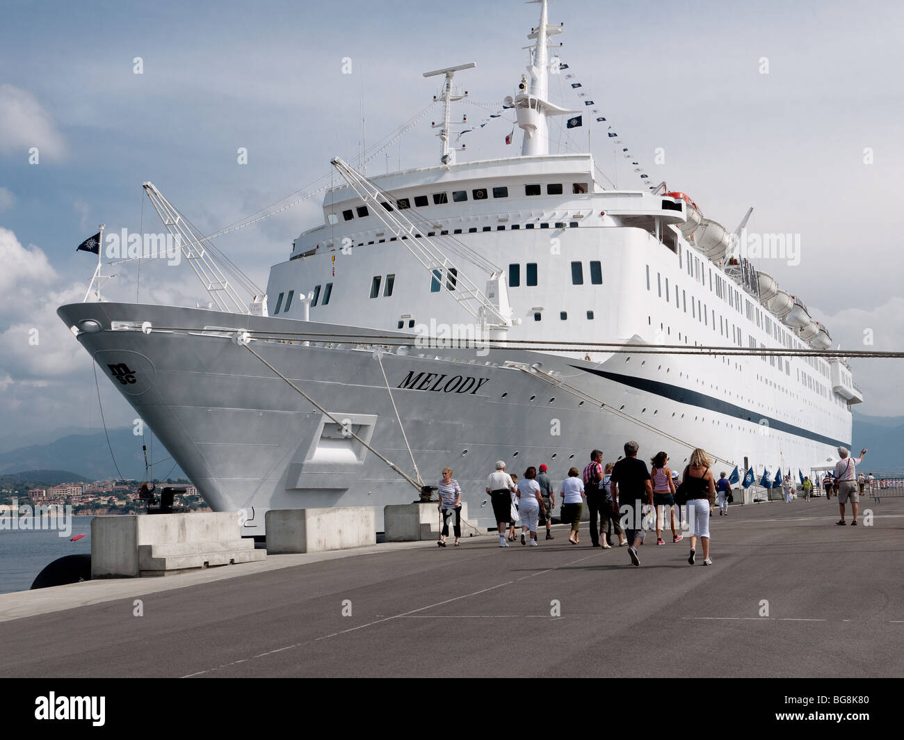 MSC Melody Kreuzfahrtschiff im Hafen von Ajaccio, Korsika, Frankreich Stockfoto