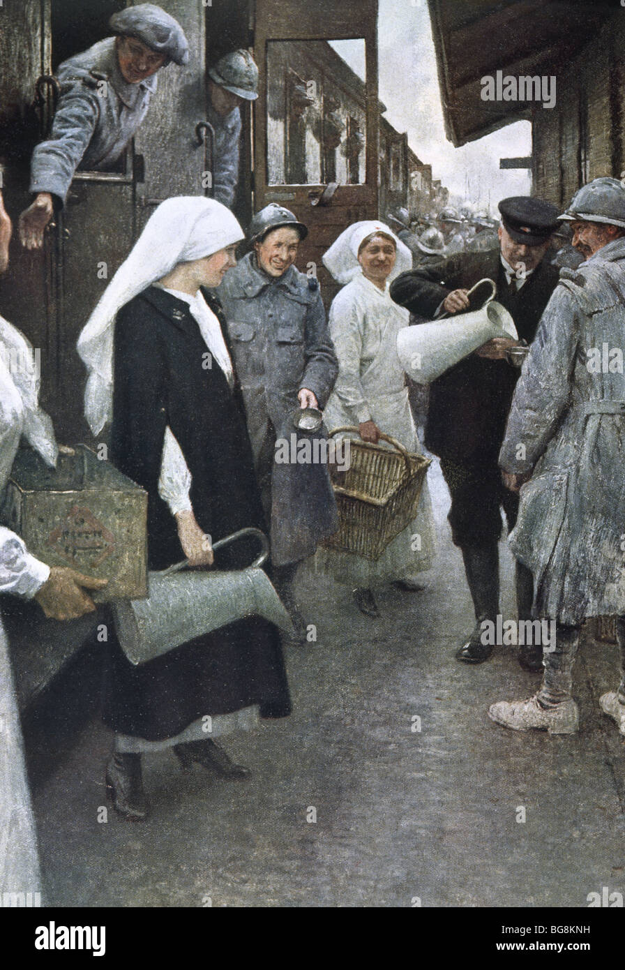Erster Weltkrieg (1914-1918) liefern einem Militärzug (1916). Stockfoto