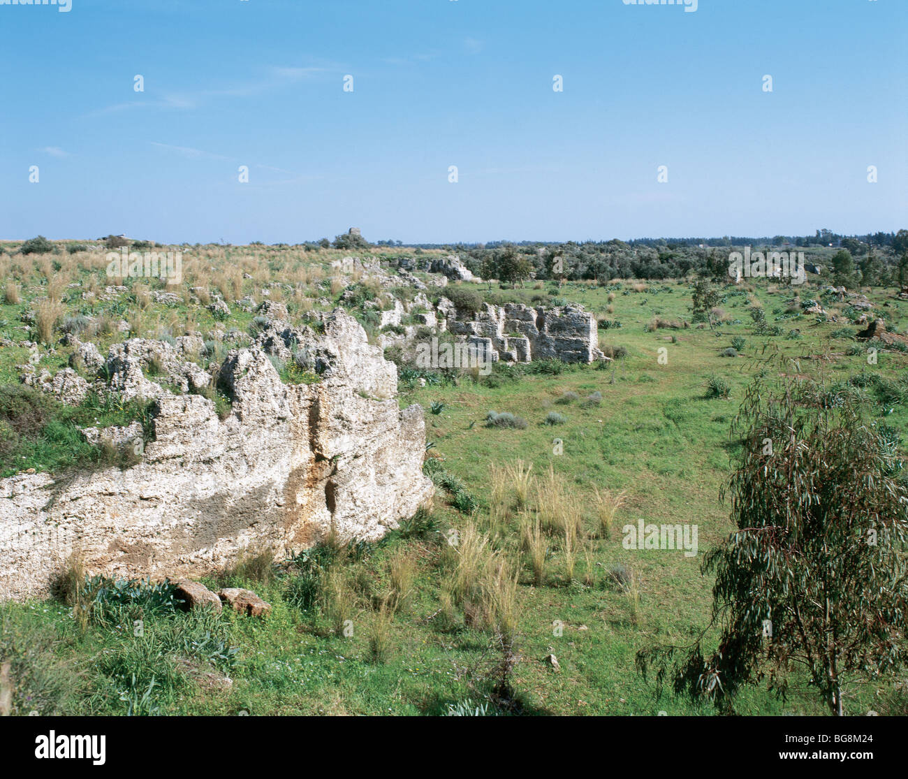 Syrien. Amrit. Um das Jahr 3000 v. Chr. von den Amoritern gegründete Stadt. Teilansicht der Ruinen. Südlich von Tartous. Stockfoto