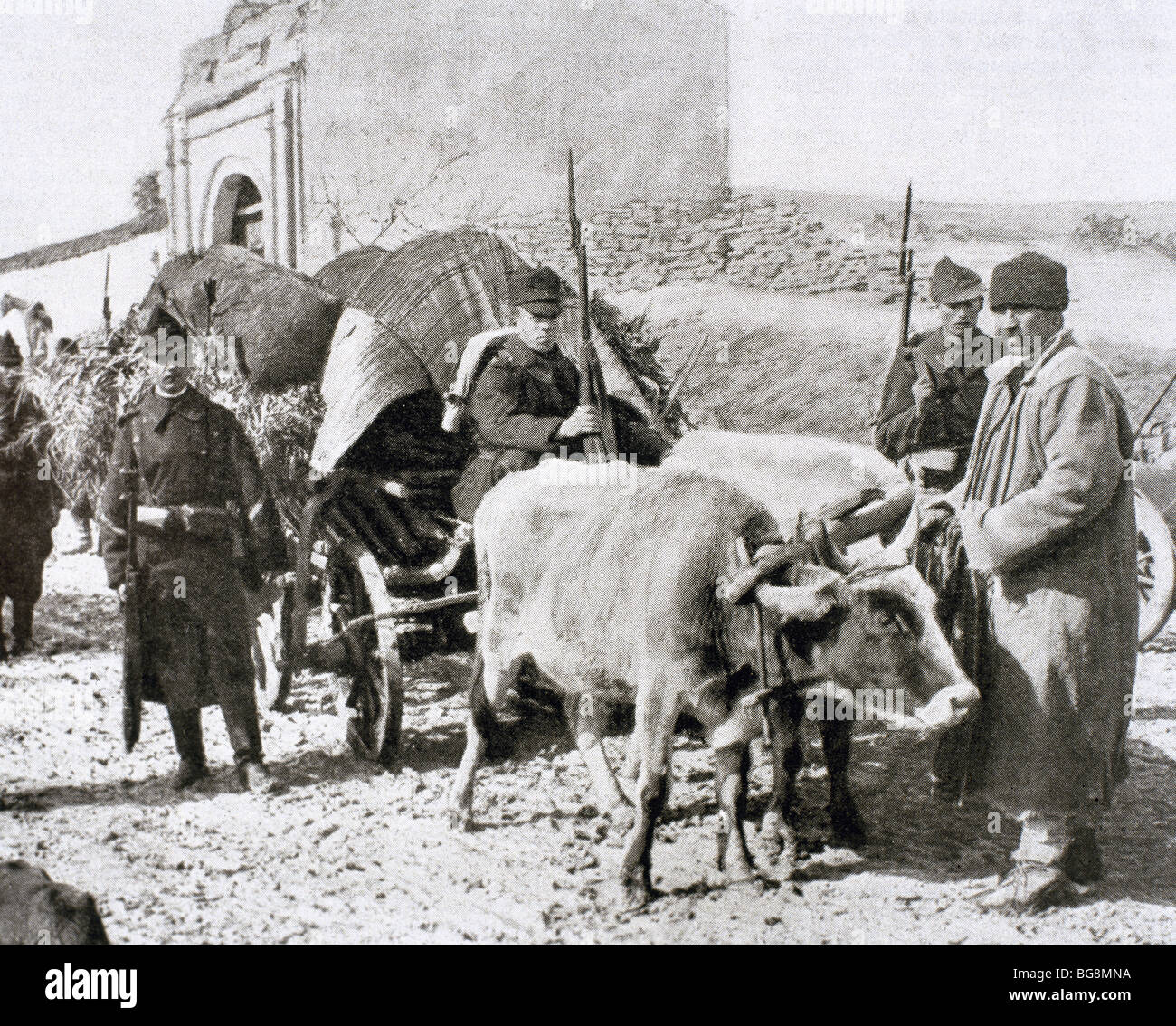 Ersten Weltkrieg (1914-1918). Rumänische Armee-Konvoi. Jahr 1915. Stockfoto