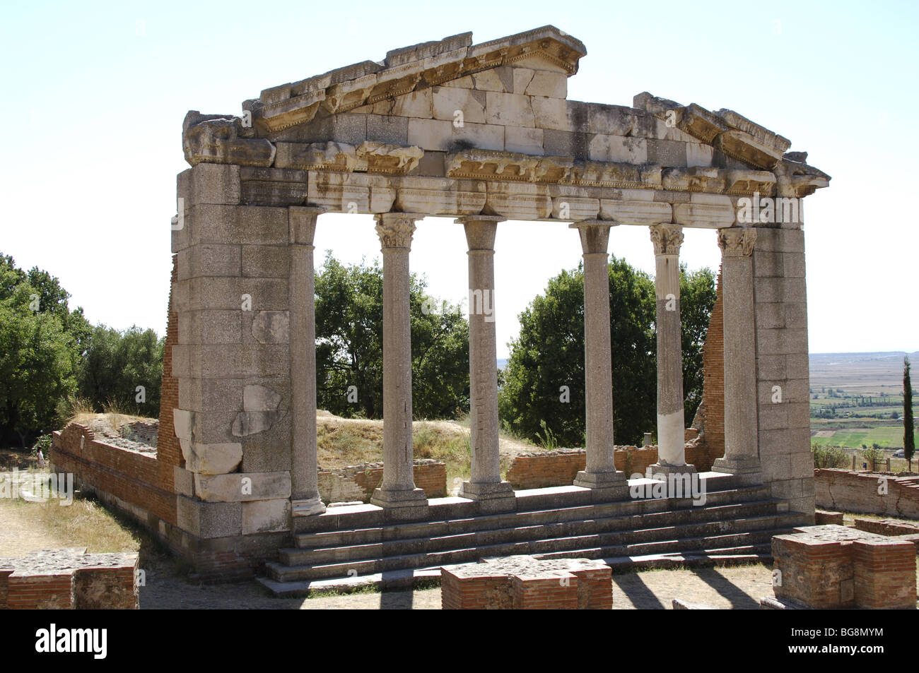 Griechische Kunst. Hellenistic Periode. Republik von Albanien. Bouleterion, Gebäude in dem II. Jahrhundert n. Chr. datiert. Ruinen von Apollonia. Fier. Stockfoto